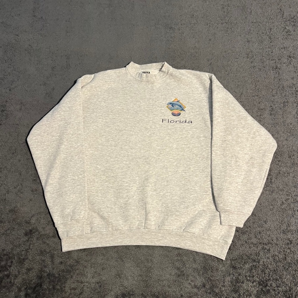 Vintage 90s Tultex Florida Dolphin Sweatshirt Mens XL USA Made Crewneck Tourist